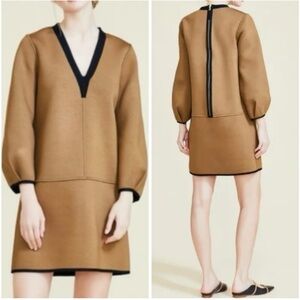 Pearl Lela Rose Double Face Reversible Jersey Tan Black dress size XS